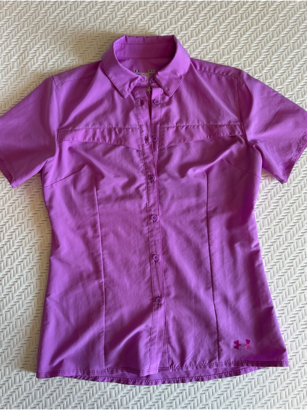 Under Armour Magenta Short-Sleeve Button-Front Performance Shirt